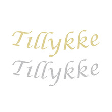 Guirlande i sølv eller guld glitter med Tillykke 